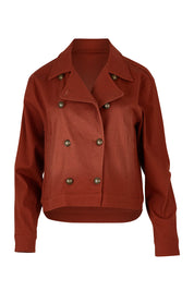 Product shot of the Coffee Date Jacket in colour Rust (Red), from the front