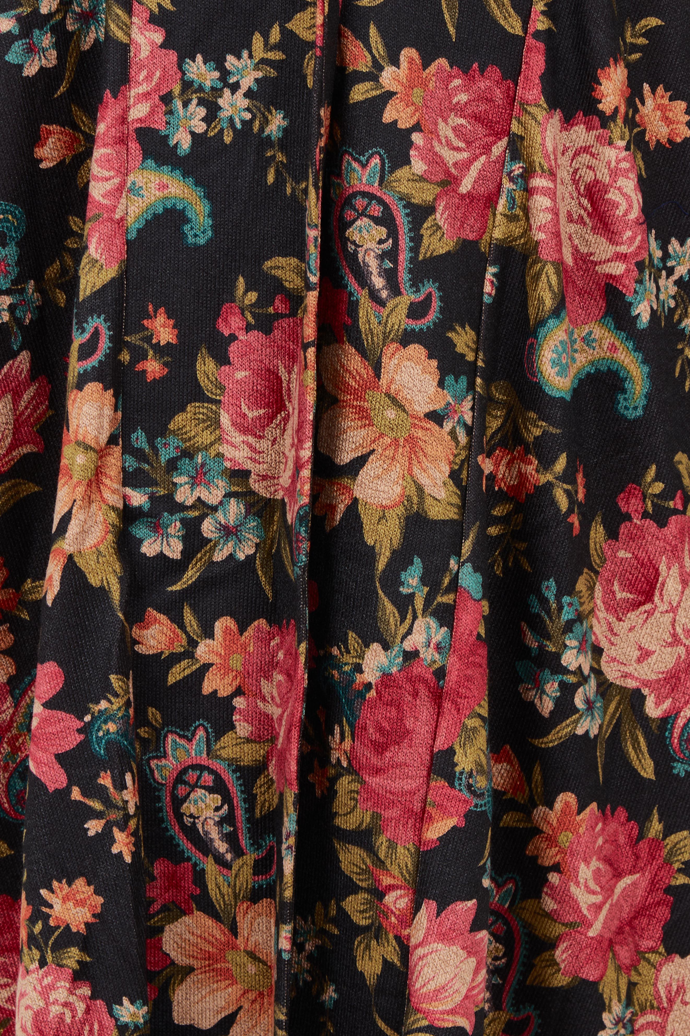 Product shot of the Flowers For Me Cardigan in colour Blackrose (Black), detail