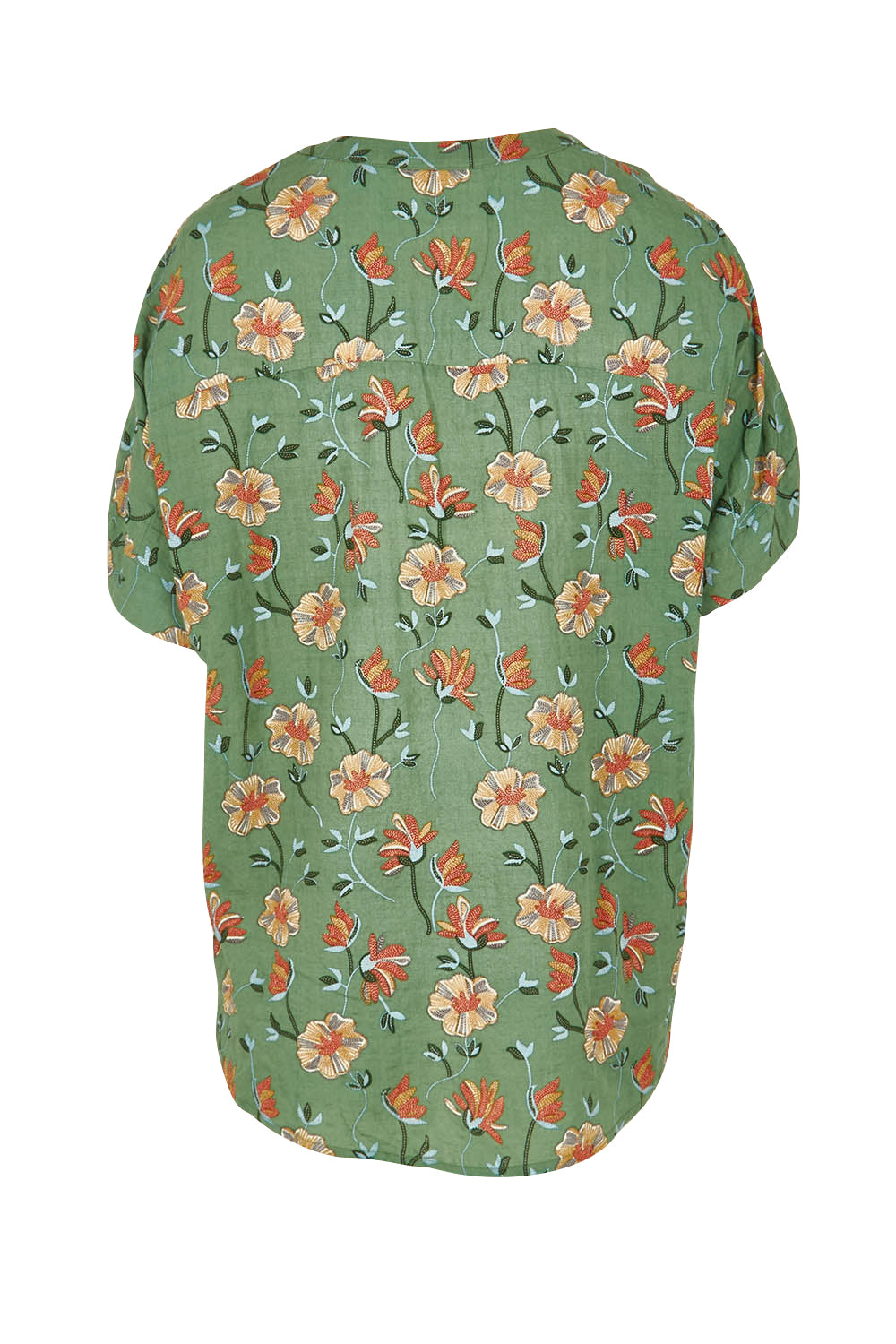 Product shot of the Flower Chain Slouch Top in colour Leaf (Green), from the back