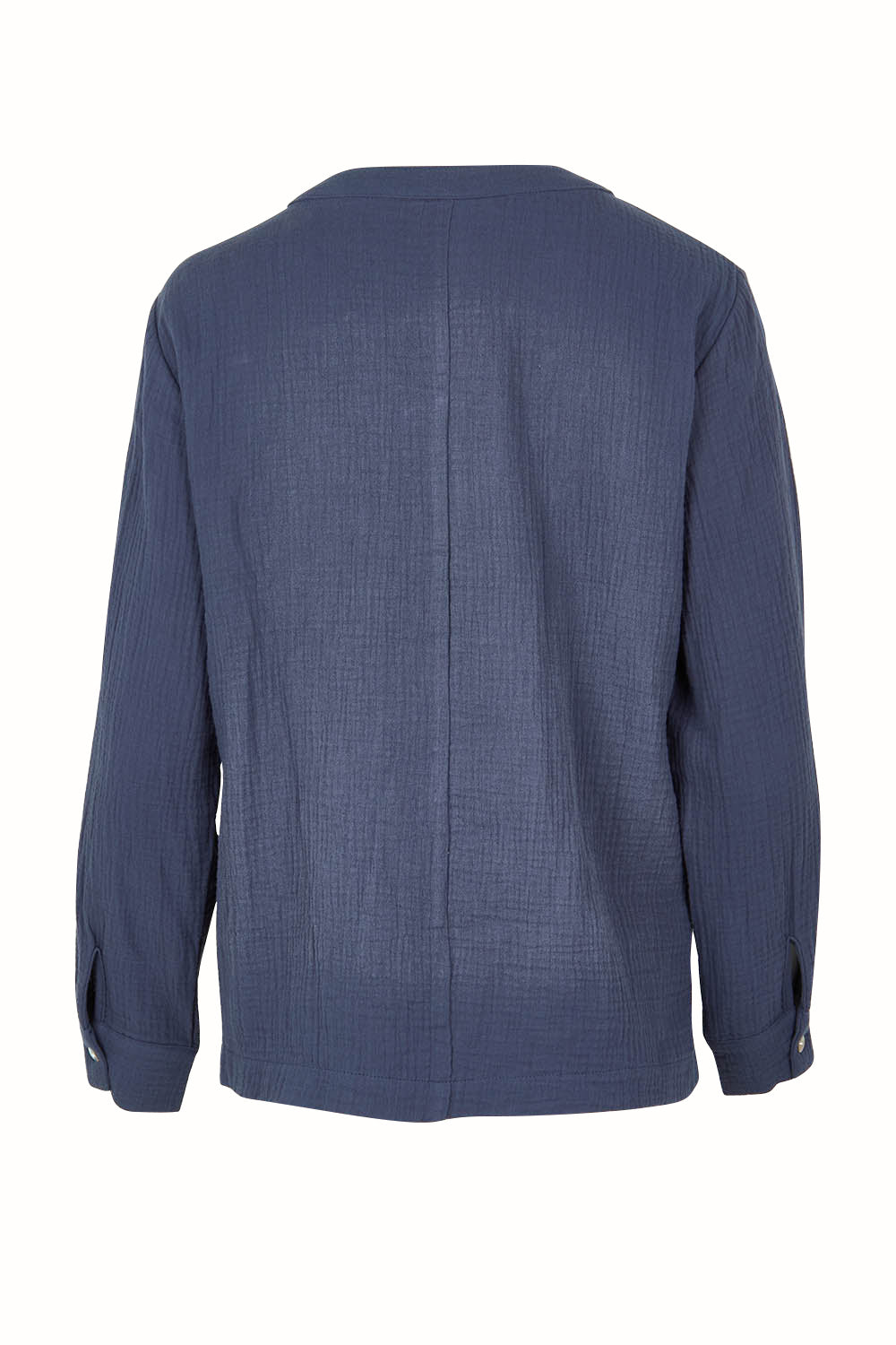Product shot of the Grandpa And Me Cotton Blouse in colour Denim (Blue), from the back