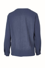 Product shot of the Grandpa And Me Cotton Blouse in colour Denim (Blue), from the back