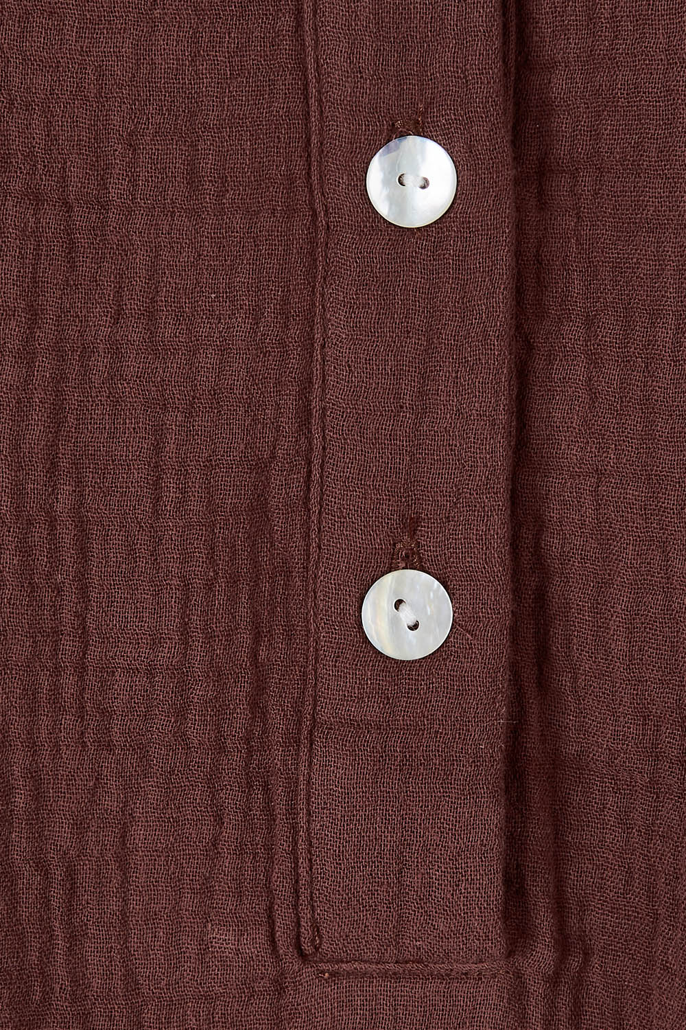 Product shot of the Grandpa And Me Cotton Blouse in colour Mocha, detail