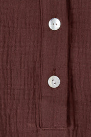Product shot of the Grandpa And Me Cotton Blouse in colour Mocha, detail