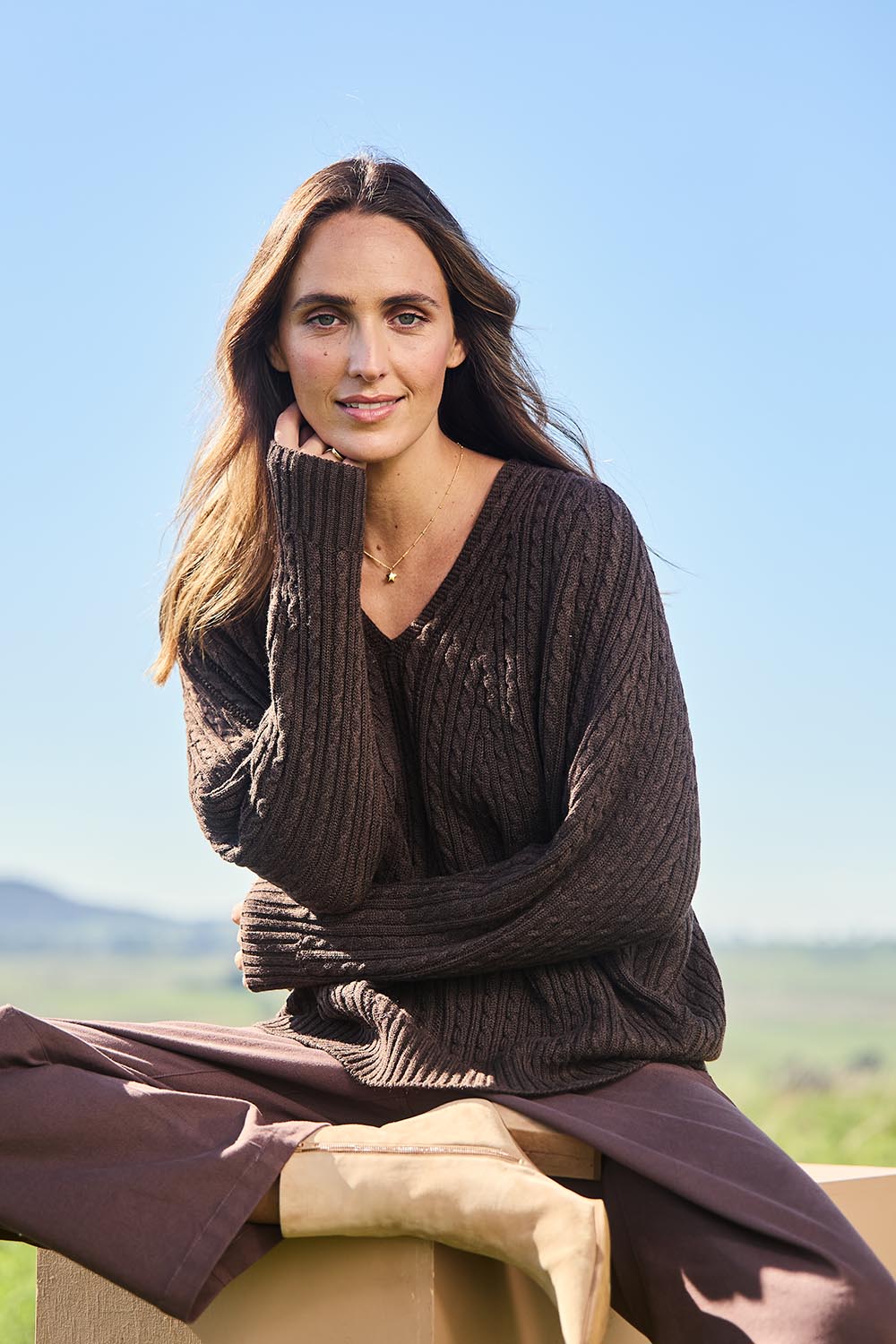 Ready And Cable Seamless Jumper – Chocolate