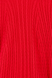 Product shot of the Ready And Cable Jumper in colour Firecraker (Red), detail