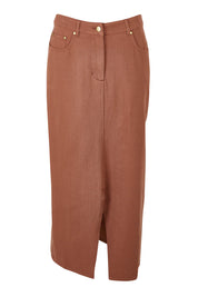 Product shot of the Carry Me With You Maxi Skirt in colour Rosewood, from the front