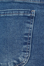 Product shot of the Pleased To Meet You Jeans in colour Denim (Blue), detail