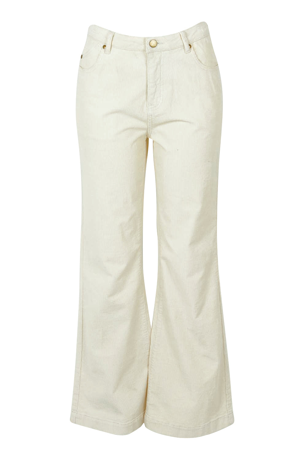 Product shot of the Forever Cool Cord Jeans in colour Milk (White), from the front