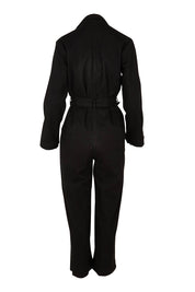 Product shot of The Places You Go Jumpsuit in colour Black (Black), from the back