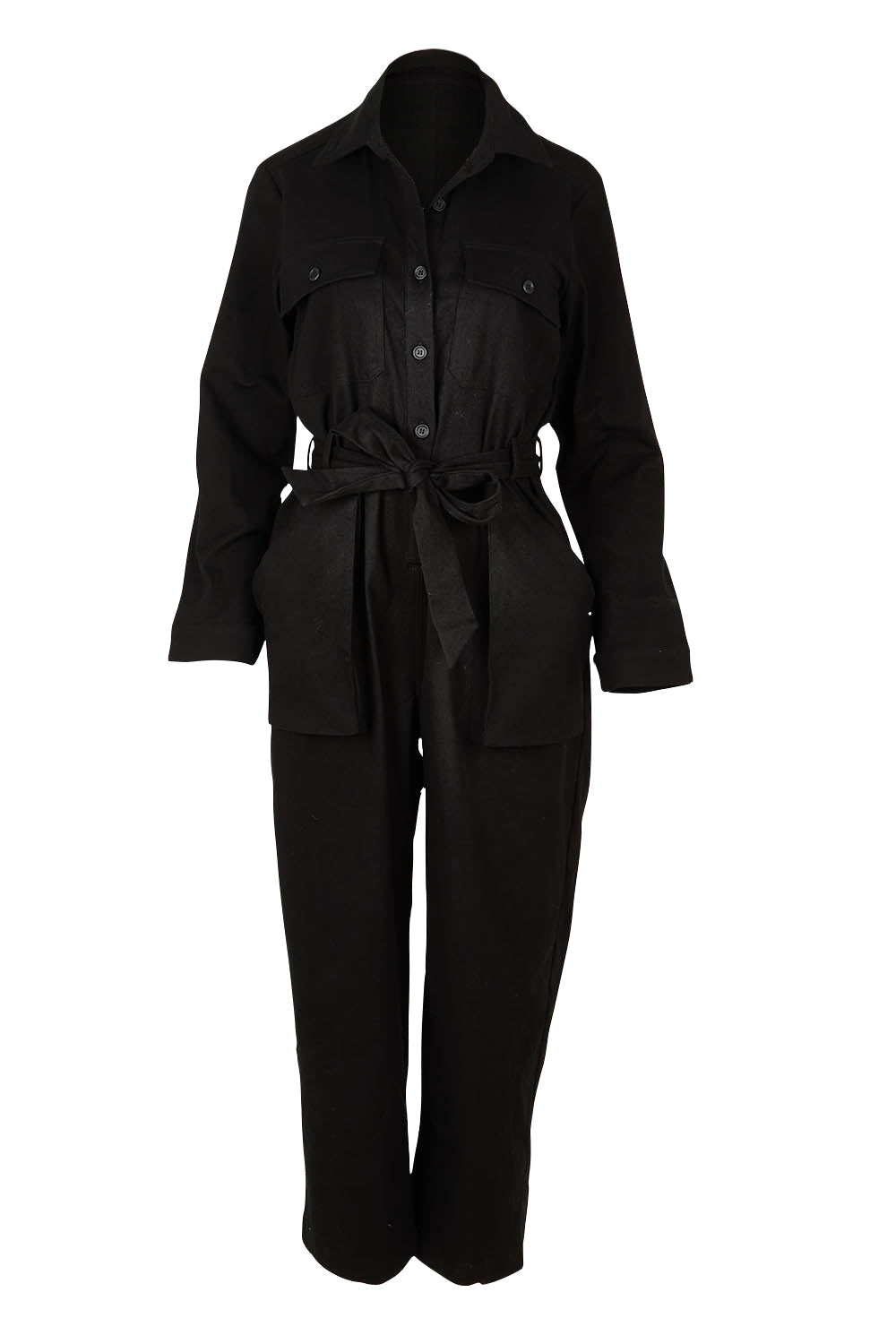 Product shot of The Places You Go Jumpsuit in colour Black (Black), from the front