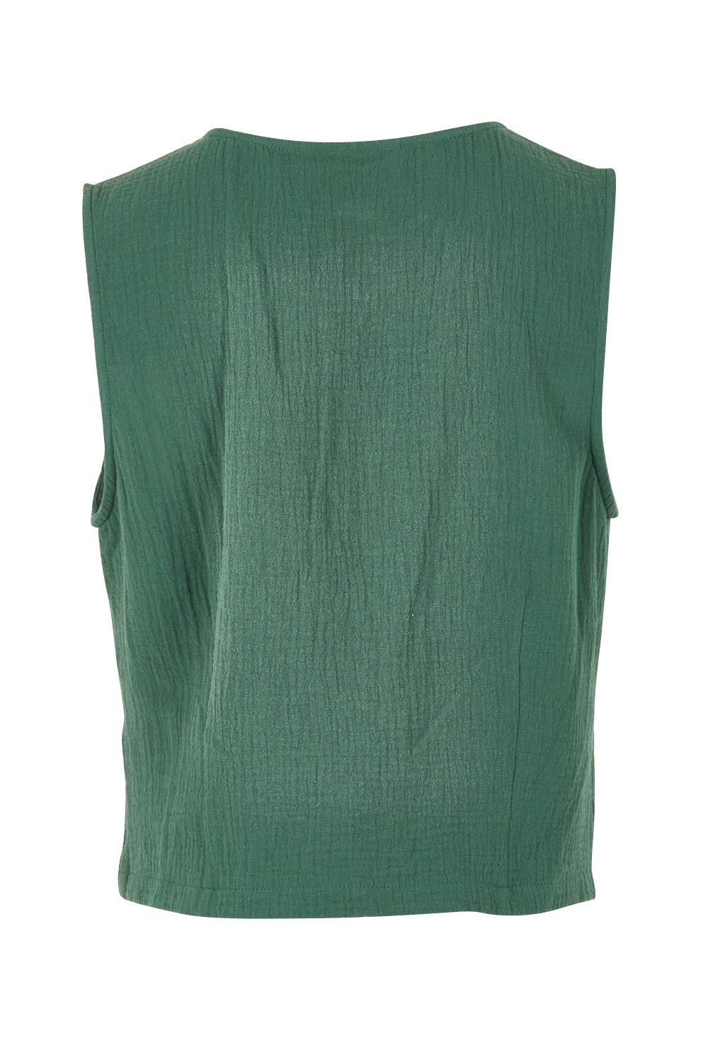 Product shot of the To Be Loved Cotton Slouch Vest in colour Khaki (Green), from the back