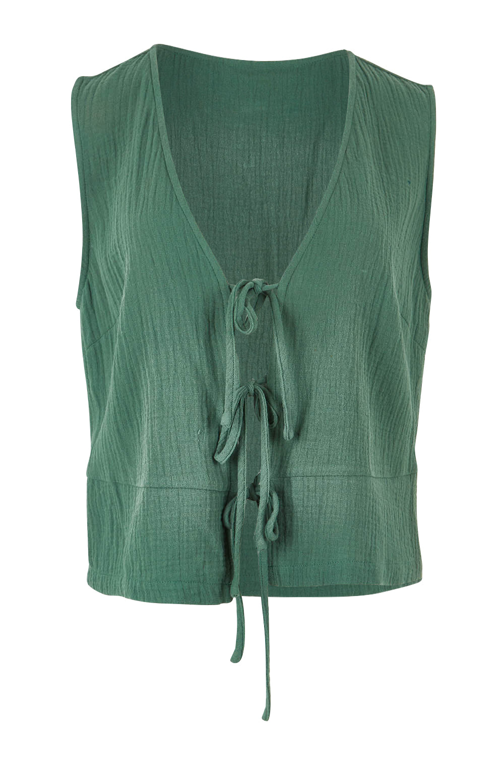 Product shot of the To Be Loved Cotton Slouch Vest in colour Khaki (Green), from the front