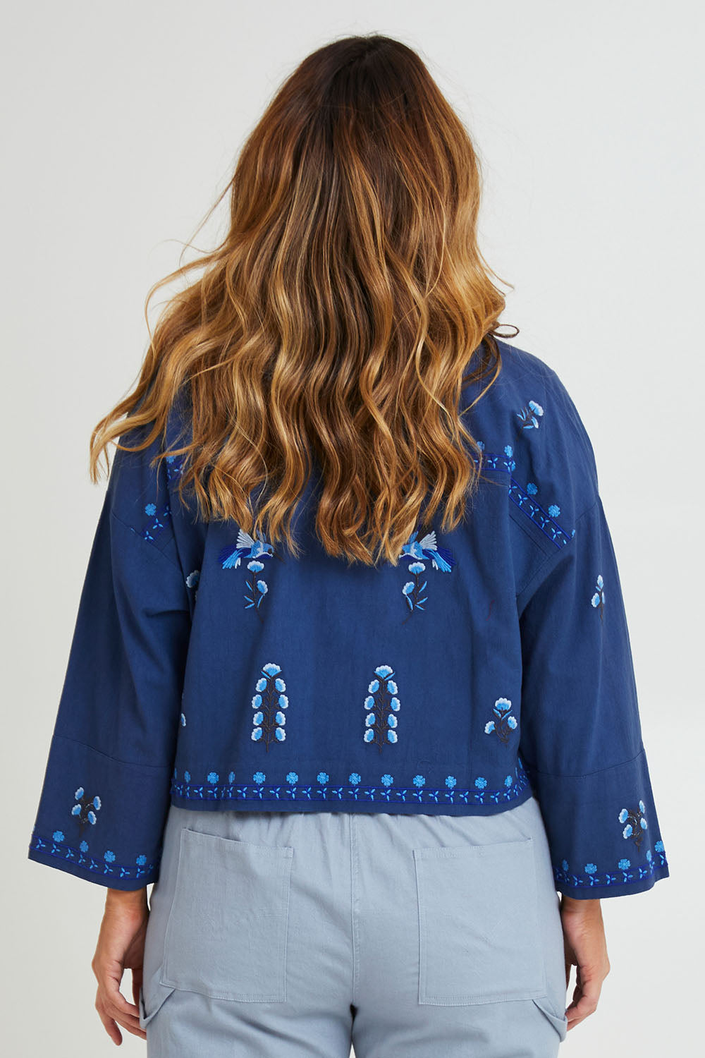 Preloved Come Away With Me Embroidered Jacket - Bluehue