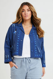 Preloved Come Away With Me Embroidered Jacket - Bluehue