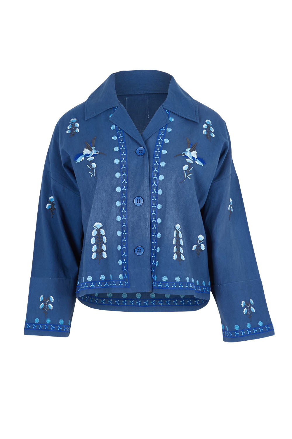 Preloved Come Away With Me Embroidered Jacket - Bluehue