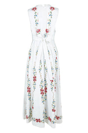 Product shot of the Fleur Muse Embroidered Dress in colour White (White), from the back