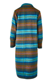 Product shot of the Check Me Out Coat in colour Tealcheck (Blue), from the back