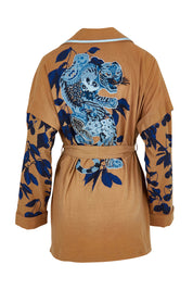 Product shot of the Tigers Eye Cotton Jacket in colour Rust, from the back