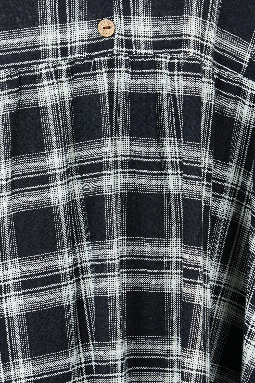 Product shot of the Ready For A Picnic Smock Dress in colour Blkcheck (Black), detail