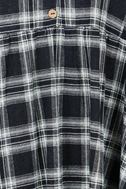 Product shot of the Ready For A Picnic Smock Dress in colour Blkcheck (Black), detail