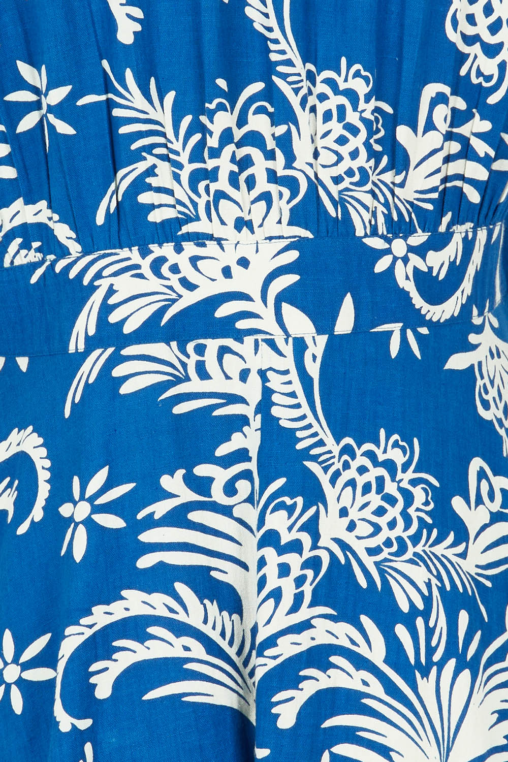 Product shot of the Double Take Wrap Dress in colour Bluefleur (Blue), detail