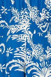 Product shot of the Double Take Wrap Dress in colour Bluefleur (Blue), detail