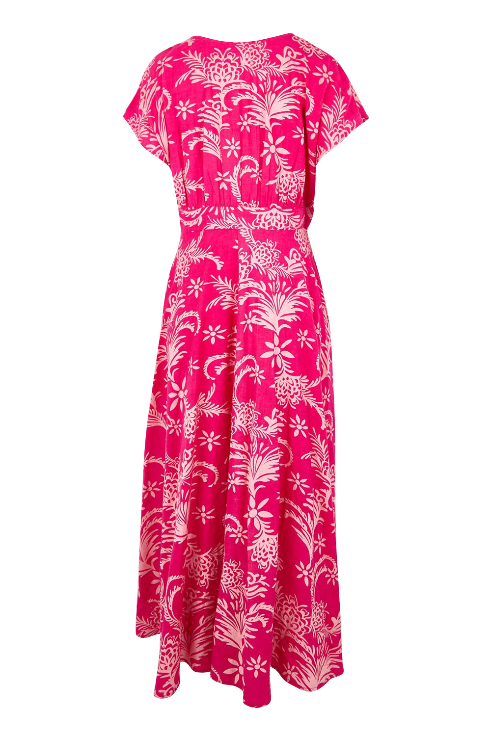 Product shot of the Double Take Wrap Dress - Pinkfleur in colour Pinkfleur, from the back