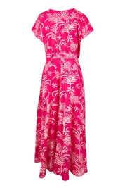 Product shot of the Double Take Wrap Dress - Pinkfleur in colour Pinkfleur, from the back