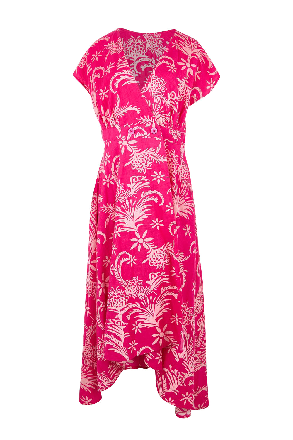 Product shot of the Double Take Wrap Dress - Pinkfleur in colour Pinkfleur, from the front
