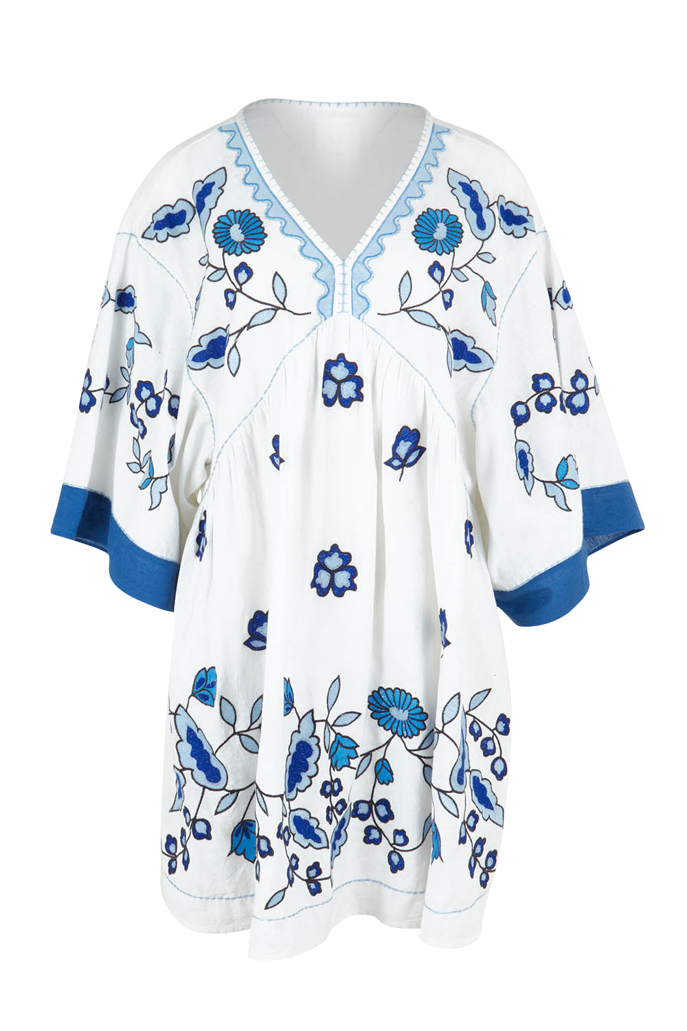 Product shot of the Picking Posies Embroidered Dress in colour White (White), from the front