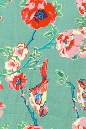 Product shot of the Bird Delight Cotton Skirt in colour Mintpink (Pink), detail