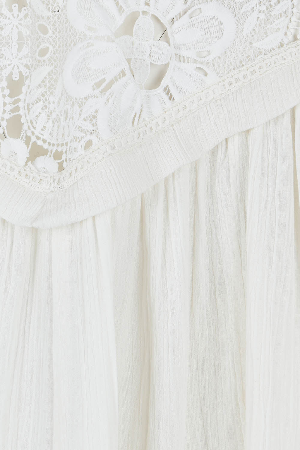Product shot of the Romance Me Dress in colour Milk (White), detail
