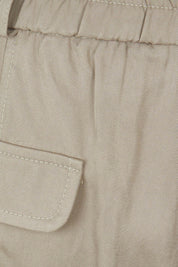 Product shot of the Feel Good Tencel Barrel Pants in colour Khaki (Green), detail