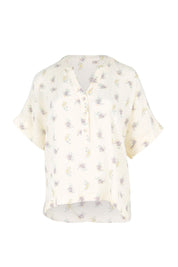 Product shot of the Grandpa And Me Fleur Cotton Top – Creamfleur in colour Creamfleur, from the front