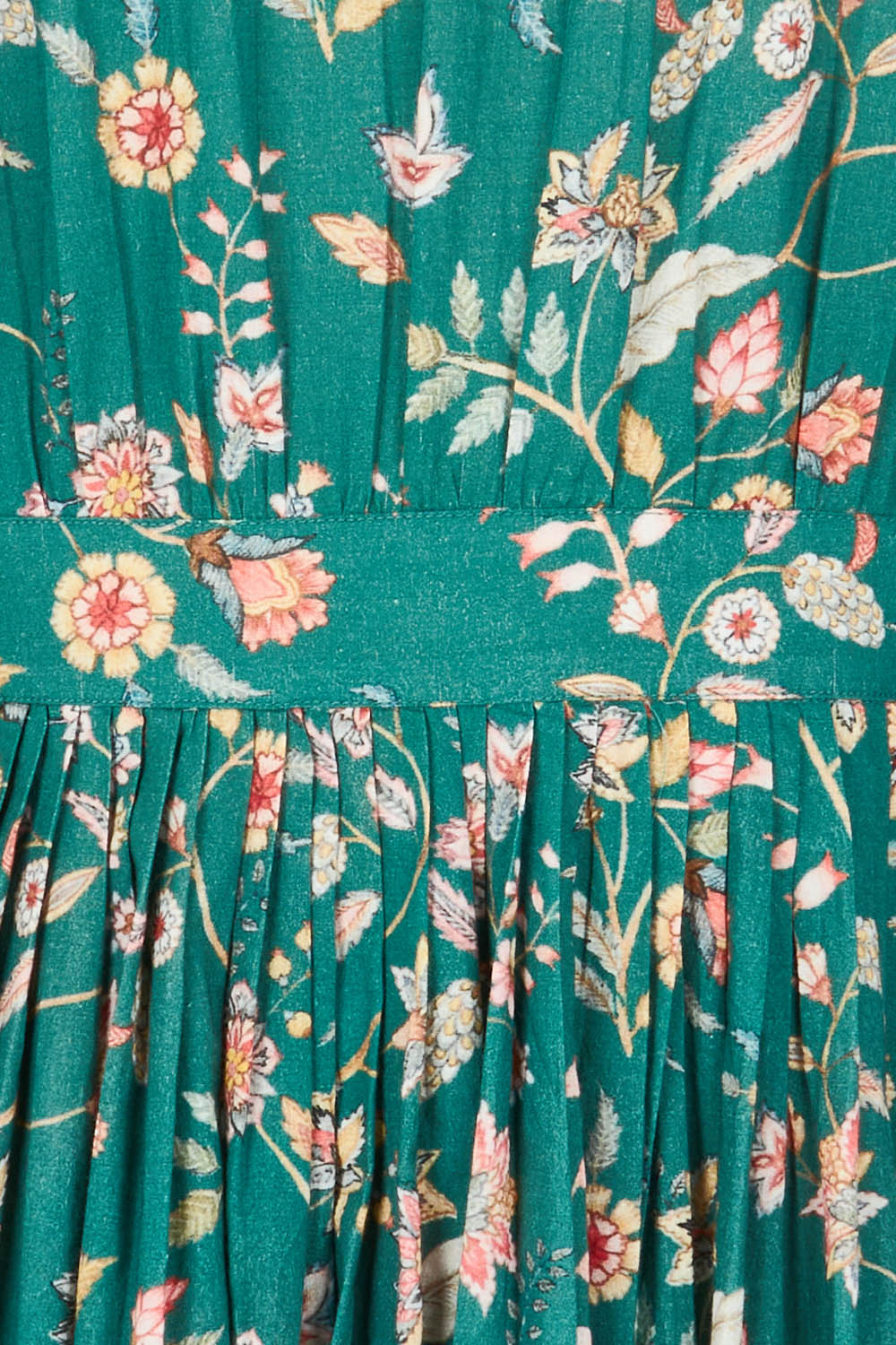 Product shot of the Divine Day Wrap Dress in colour Greenfleur (Green), detail