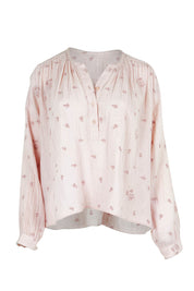 Product shot of the By The Meadow Embroidered Blouse in colour Pink (Pink), from the front