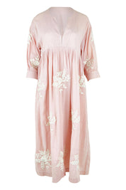Product shot of the Day Dreaming Embroidered Dress in colour Dustypink (Pink), from the front