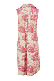 Product shot of the Toile De Jouy Vest in colour Pinktoile (Pink), from the back