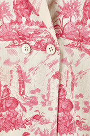 Product shot of the Toile De Jouy Vest in colour Pinktoile (Pink), detail
