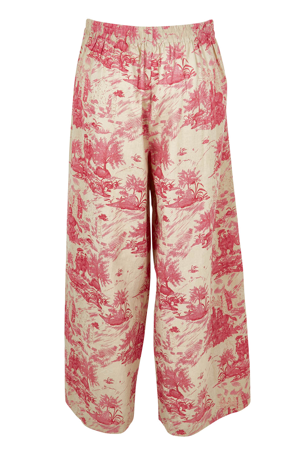 Product shot of the Toile De Jouy Pants in colour Pinktoile (Pink), from the back