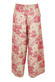 Product shot of the Toile De Jouy Pants in colour Pinktoile (Pink), from the back