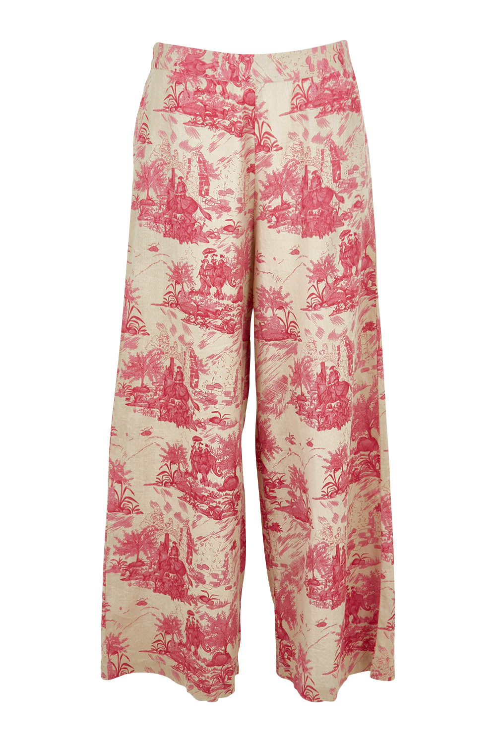 Product shot of the Toile De Jouy Pants in colour Pinktoile (Pink), from the front