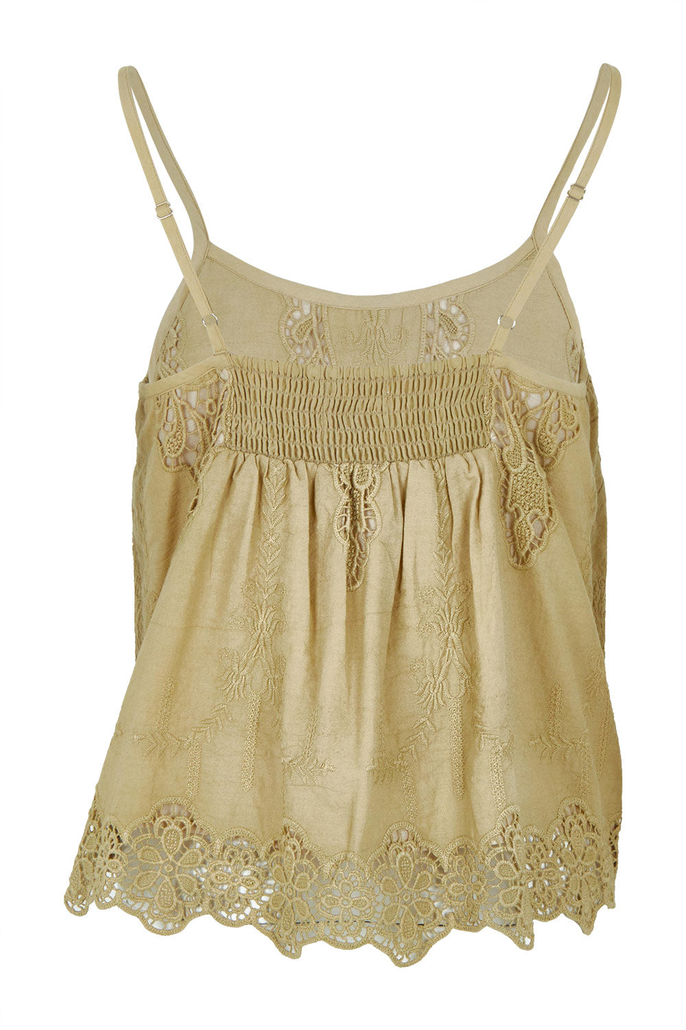 Product shot of the Sweet Feels Cotton Cami in colour Olive (Green), from the back