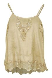 Product shot of the Sweet Feels Cotton Cami in colour Olive (Green), from the front