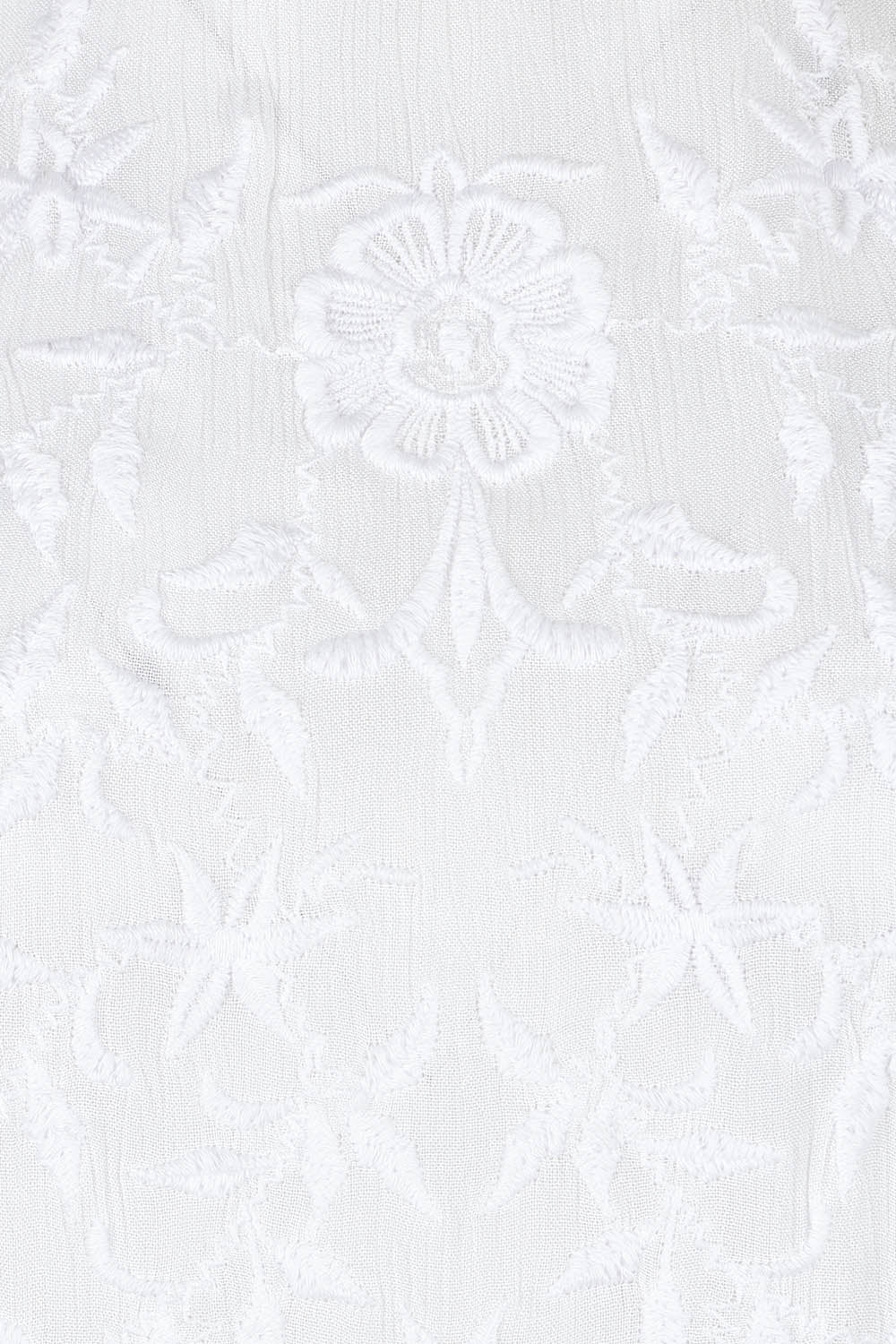 Product shot of the Easy Frills Embroidered Top in colour Milk (White), detail