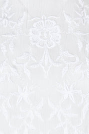 Product shot of the Easy Frills Embroidered Top in colour Milk (White), detail