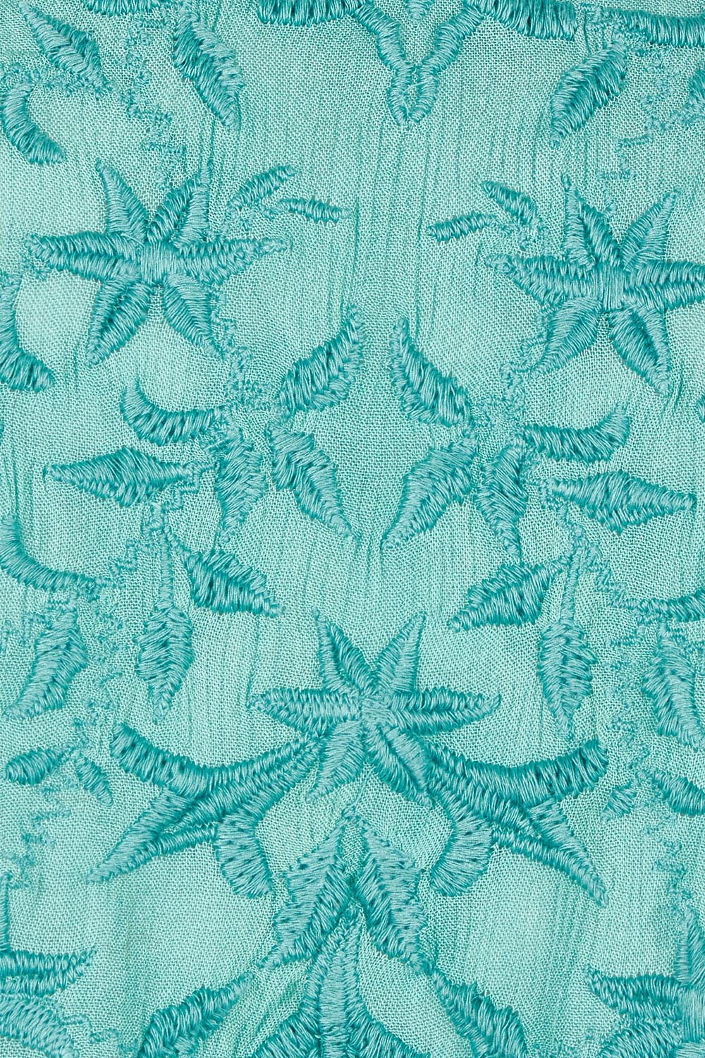 Product shot of the Easy Frills Embroidered Top in colour Pistachio (Green), detail