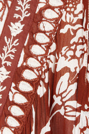 Product shot of the Garden Party Halter Neck Dress in colour Cocoafleur, detail