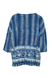 Product shot of the True Delight Kota Doria Top in colour Indigo (Blue), from the back