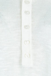 Product shot of the Go To Knit Boyfriend Henley in colour White (White), detail